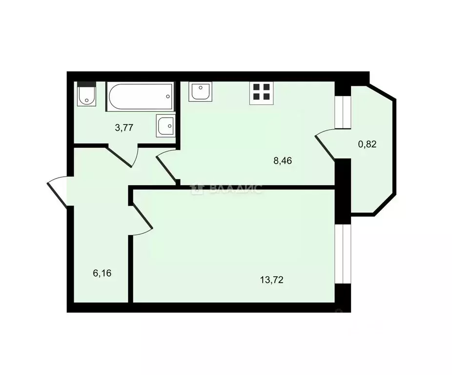 Квартира, 1 комната, 32.93 м - Фото 0
