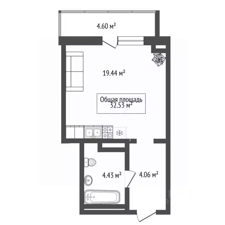 Студия Новосибирская область, Новосибирск Затулинский жилмассив, ул. ... - Фото 2