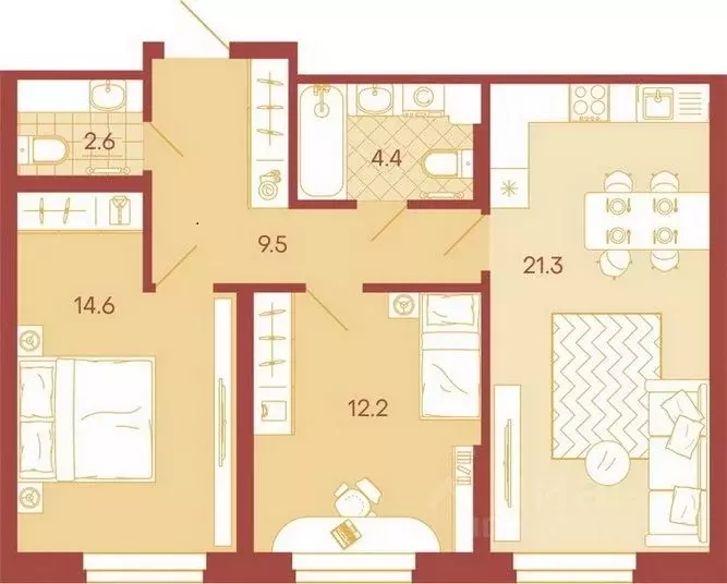3-к кв. Пензенская область, Пенза ул. Минская, 25 (63.0 м) - Фото 1