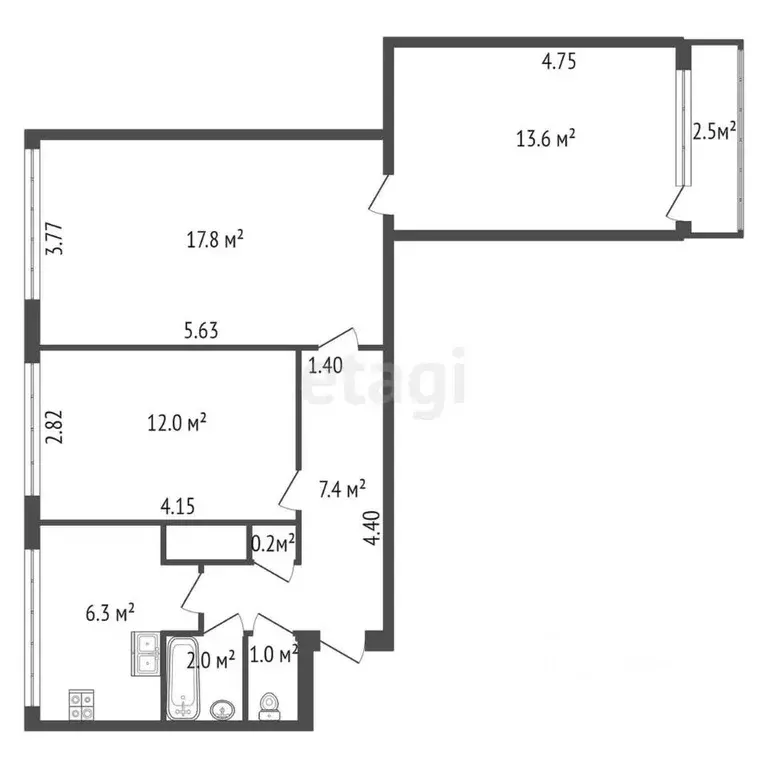 3-к кв. Санкт-Петербург ул. Тамбасова, 4К2 (60.0 м) - Фото 1