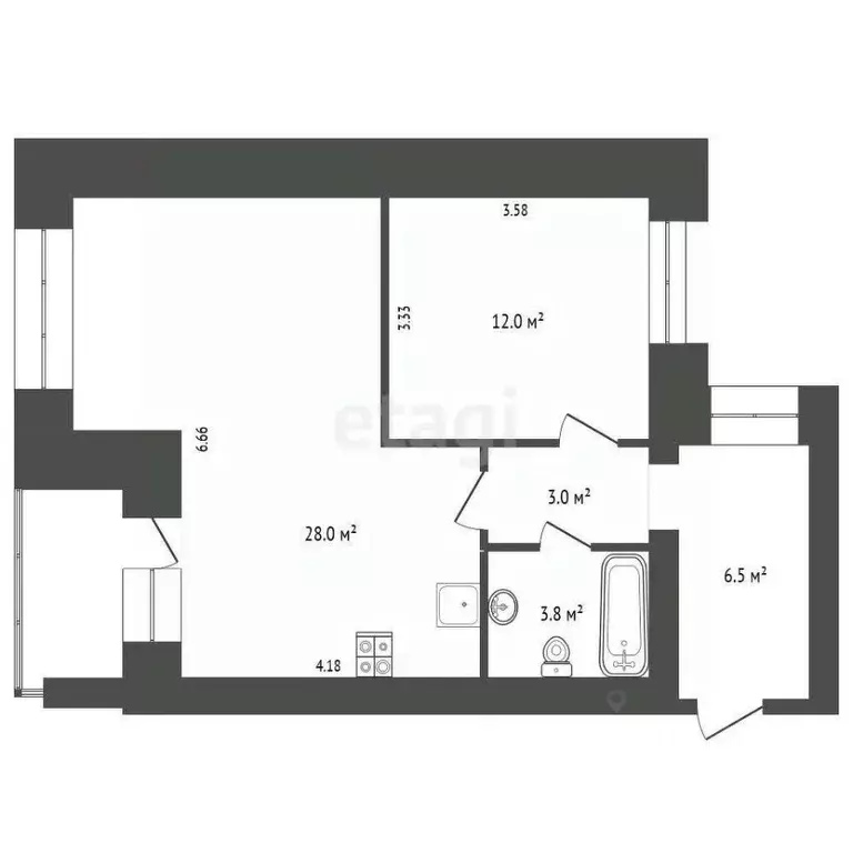 2-к кв. Архангельская область, Архангельск ул. Выучейского, 47 (53.0 ... - Фото 2