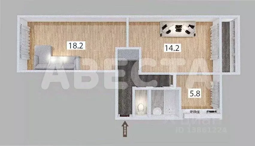 2-к кв. Омская область, Омск Волочаевская ул., 19А (47.9 м) - Фото 2