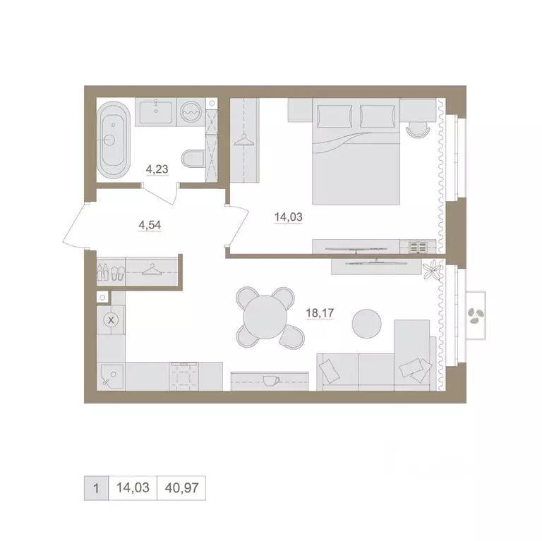 1-к кв. Башкортостан, Уфа бул. Яркий (40.97 м) - Фото 0