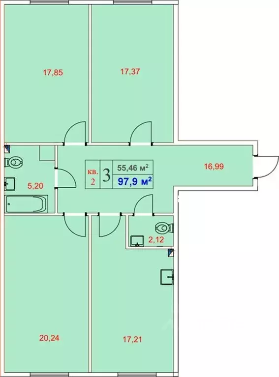 3-к кв. Ленинградская область, Гатчина пер. Банный, 3А (98.0 м) - Фото 0