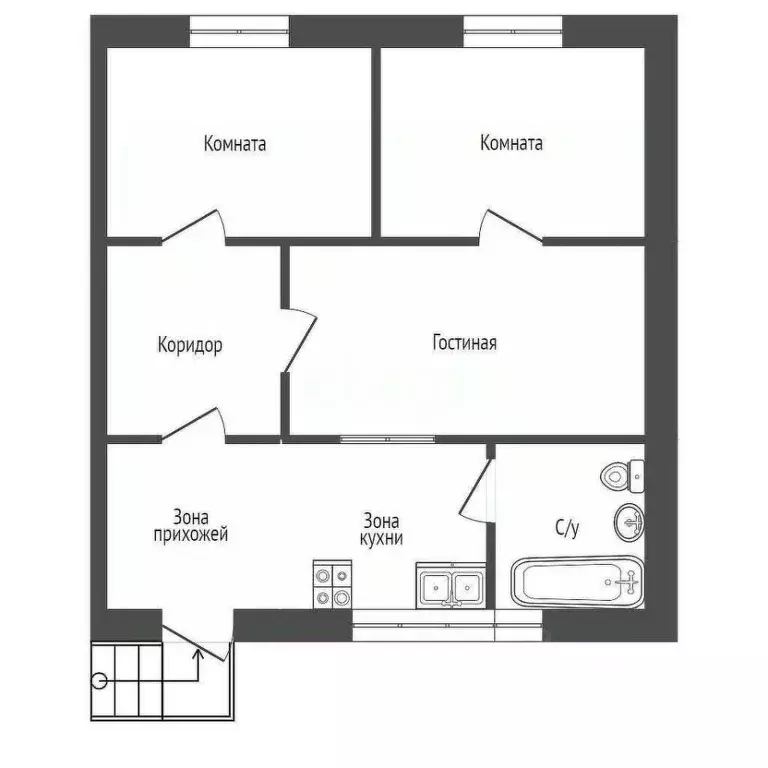 3-к кв. Севастополь ул. Сергея Лазо, 25 (47.8 м) - Фото 1