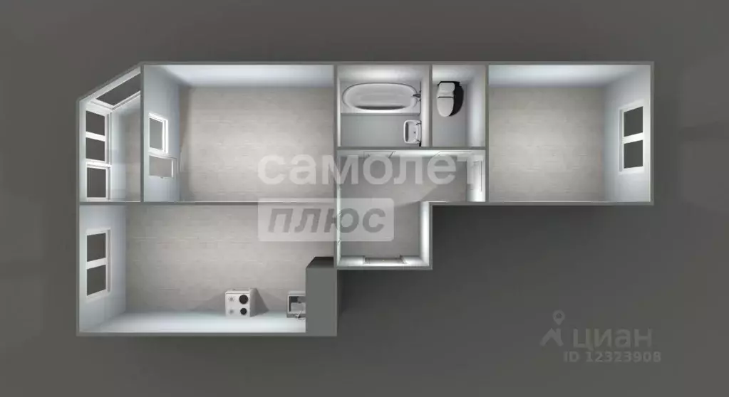 Квартира, 2 комнаты, 57.8 м - Фото 1