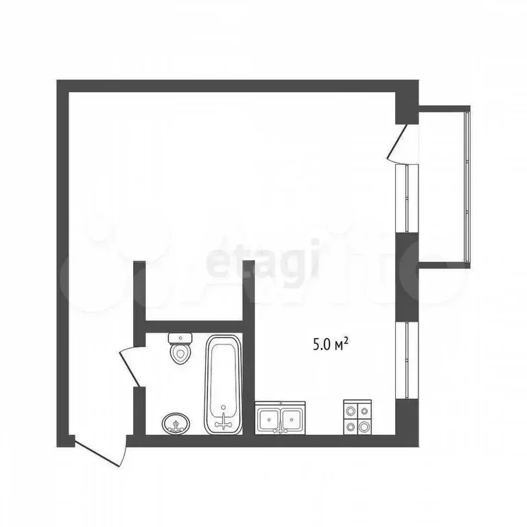 1-к. квартира, 31,1 м, 2/5 эт. - Фото 0