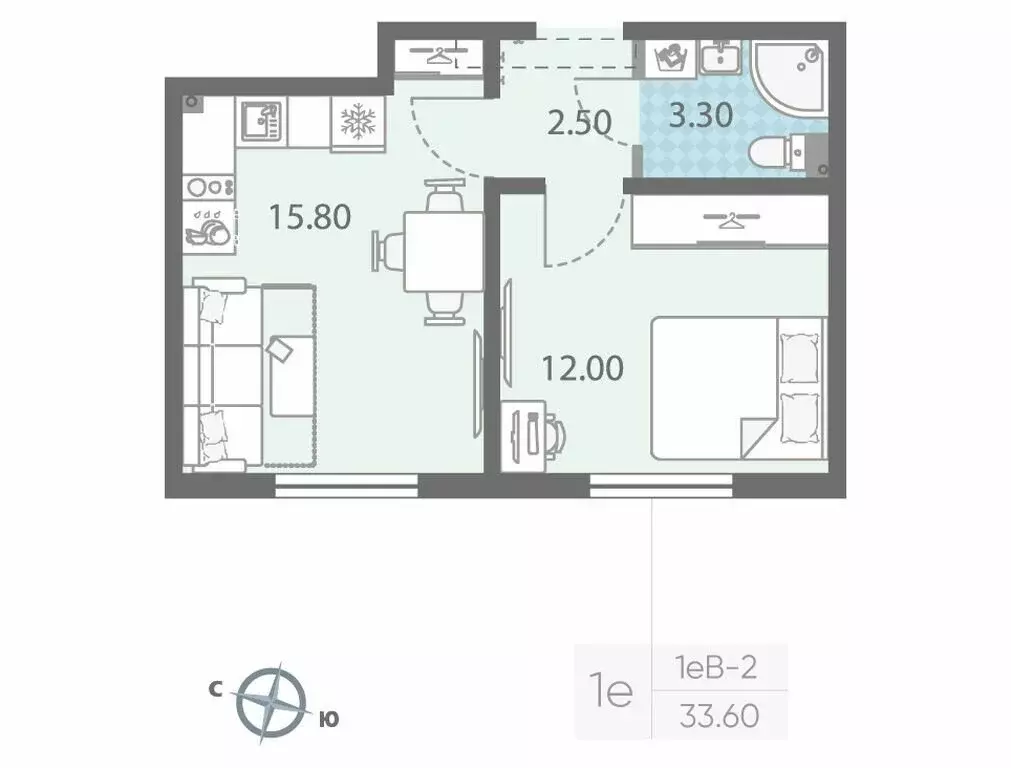 1-комнатная квартира: Ковалёво, жилой комплекс ЛСР Ржевский парк (33.6 ... - Фото 1