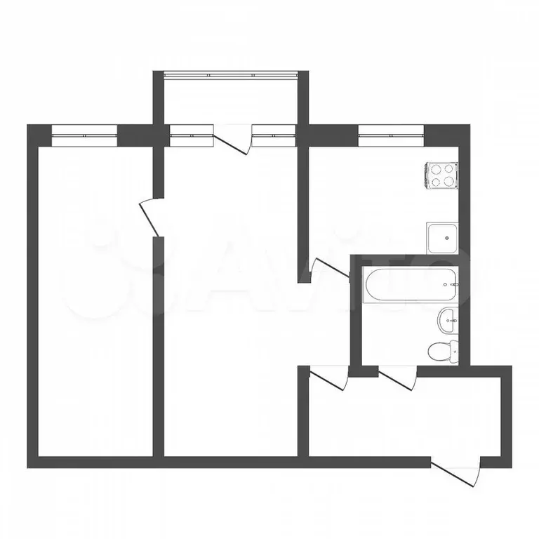 2-к. квартира, 46,5 м, 4/5 эт. - Фото 0