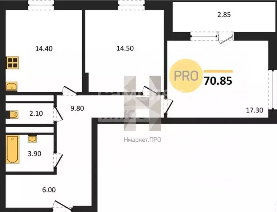 2-к кв. Челябинская область, Челябинск Университетская Набережная ул., ... - Фото 2
