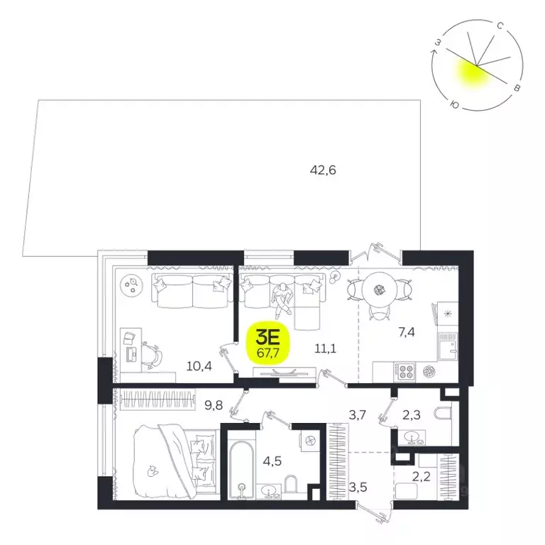 3-к кв. Свердловская область, Екатеринбург Южная Ботаника жилрайон, ... - Фото 1