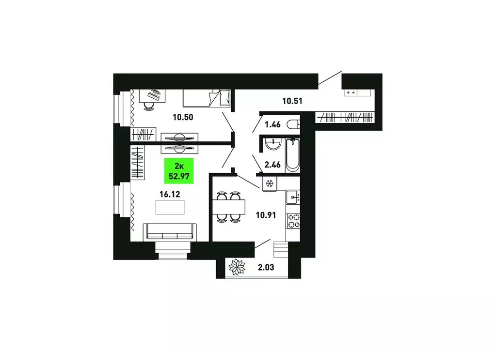 2-к кв. Кировская область, Кирово-Чепецкий район, Федяковское с/пос, ... - Фото 1