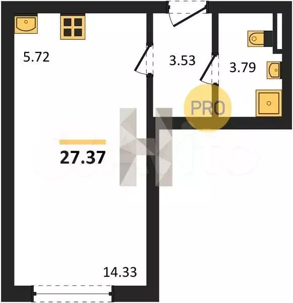 Квартира-студия, 27,4 м, 4/20 эт. - Фото 0