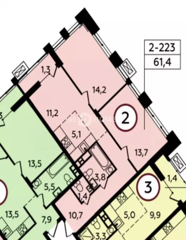 3-к кв. Москва просп. Прокшинский, 12 (60.1 м) - Фото 2