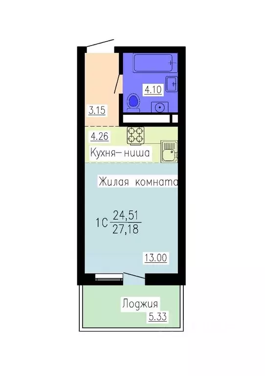 Студия Воронежская область, Воронеж Гвардейский пер., 21 (27.18 м) - Фото 1