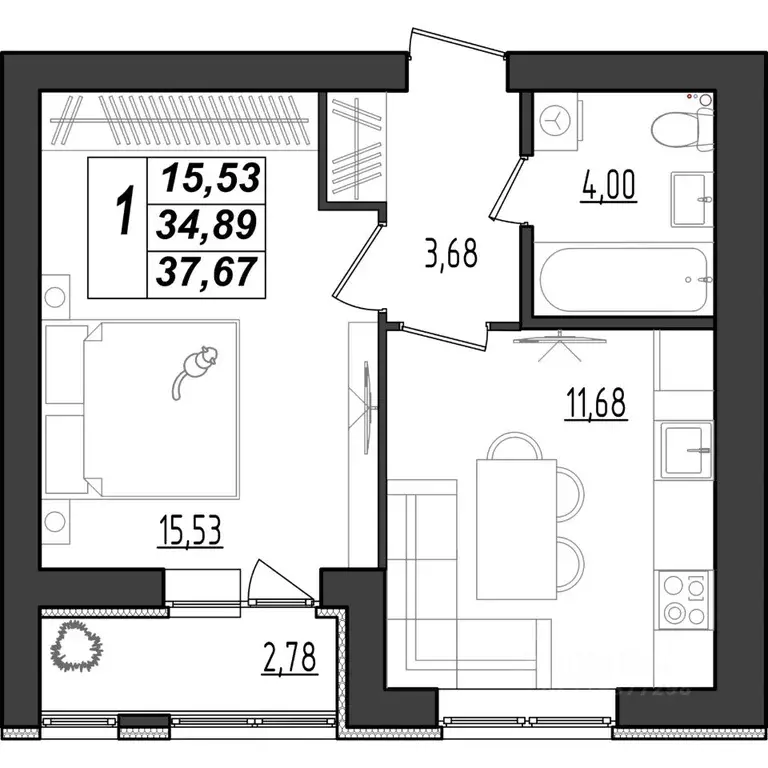 1-к кв. Мордовия, Саранск Химмаш жилрайон, 4-й мкр,  (37.67 м) - Фото 1