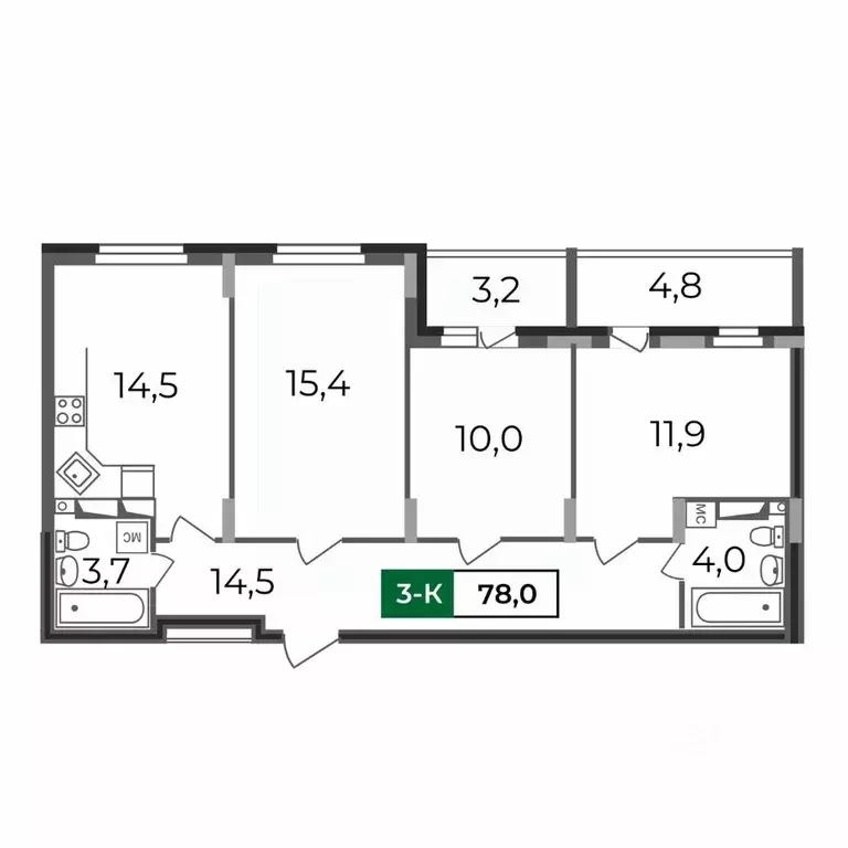 3-к кв. Владимирская область, Владимир бул. Сталинградский, 7 (78.0 м) - Фото 0