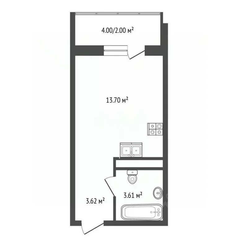 Квартира, студия, 22.9 м - Фото 0