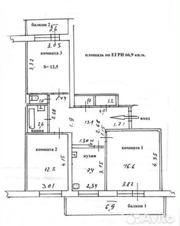 3-к кв. Татарстан, Казань ул. Рихарда Зорге, 84 (67.0 м) - Фото 1