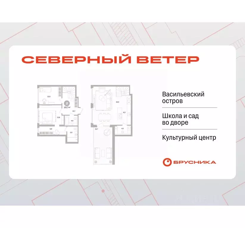 2-к кв. Санкт-Петербург Северный Ветер жилой комплекс (121.14 м) - Фото 0