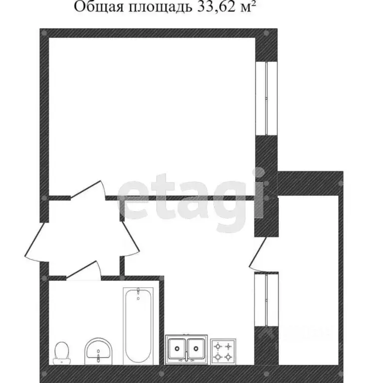 1-к кв. Костромская область, Кострома Соловьиная ул., 6 (33.9 м) - Фото 2