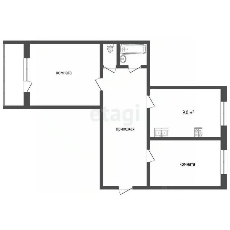 2-к кв. Коми, Усинск ул. Ленина, 9 (65.7 м) - Фото 0