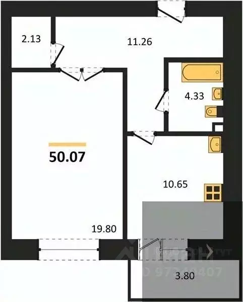 1-к кв. Воронежская область, Воронеж пер. Здоровья, 90Г/1к2 (50.07 м) - Фото 0