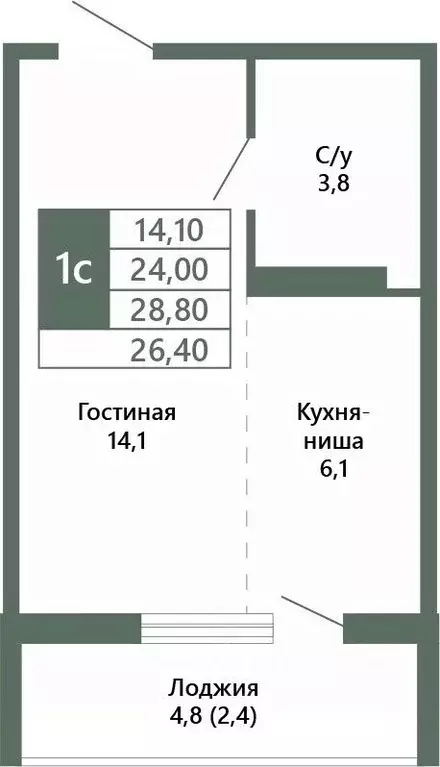 1-к кв. Кемеровская область, Кемерово 64-й мкр, Лучи жилой комплекс ... - Фото 1