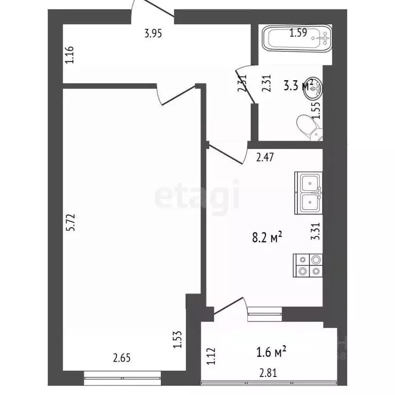 1-к кв. Калининградская область, Калининград ул. Аллея Смелых, 204к1 ... - Фото 2