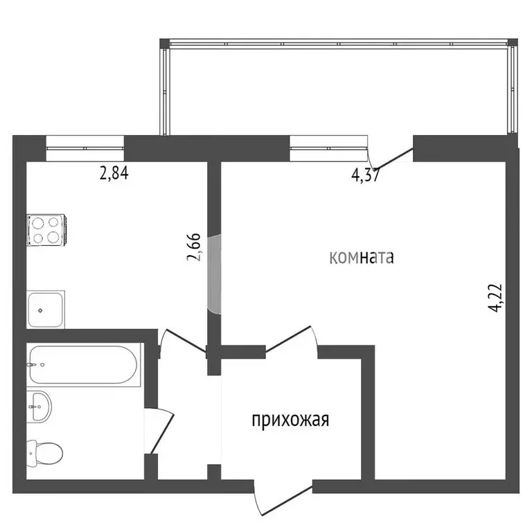 1-комнатная квартира: Тобольск, 3-я Северная улица, 20 (29.8 м) - Фото 0
