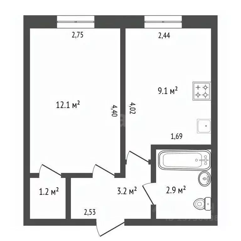 1-к кв. Амурская область, Благовещенск городской округ, с. Белогорье ... - Фото 2
