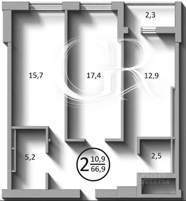 2-к кв. Башкортостан, Уфа Комсомольская ул., 15 (66.9 м) - Фото 2
