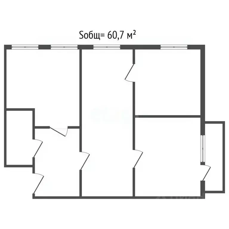 3-к кв. Брянская область, Фокино ул. Карла Маркса, 2 (60.7 м) - Фото 2
