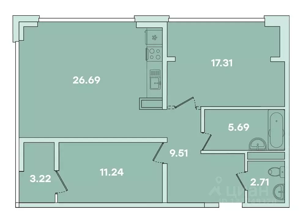 2-к кв. Иркутская область, Иркутск ул. Петрова, 18 (77.66 м) - Фото 0