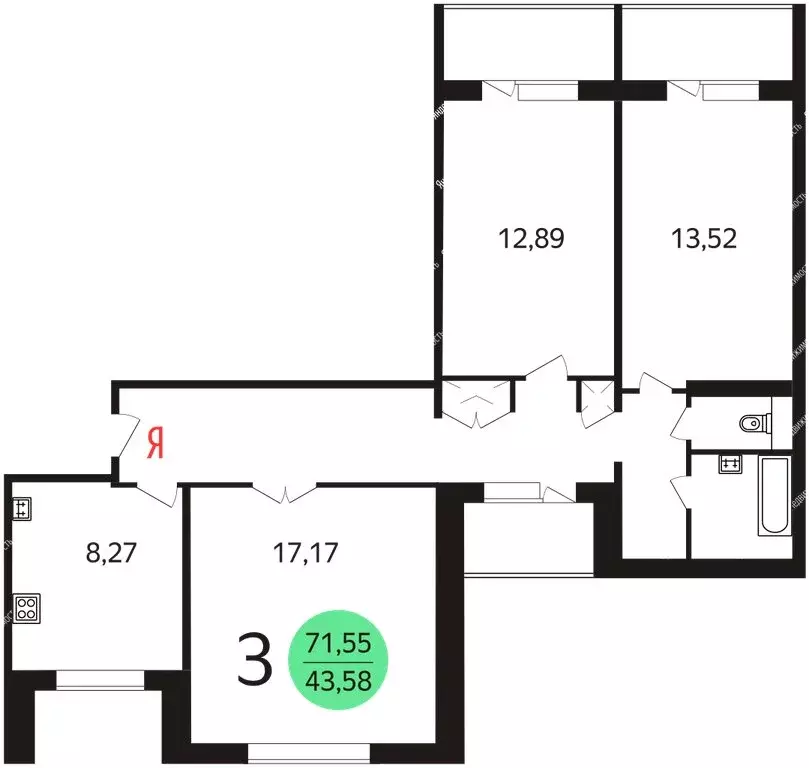 3-комнатная квартира: Москва, улица Борисовские Пруды, 16к3 (71 м) - Фото 0