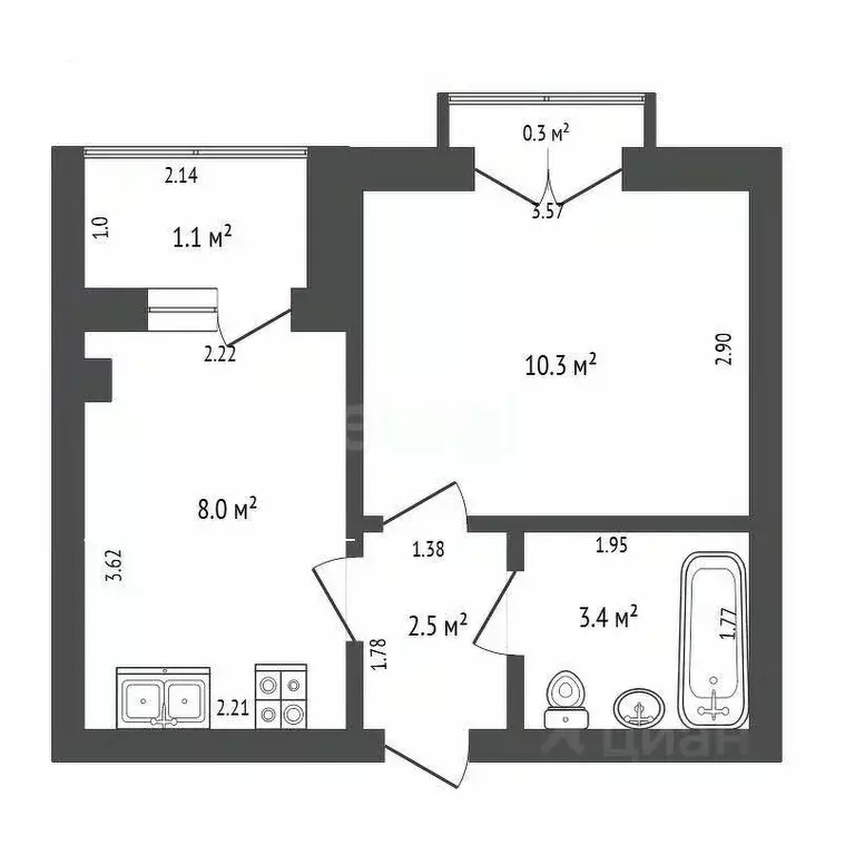 1-к кв. Калининградская область, Калининград Коммунистическая ул., 24 ... - Фото 2