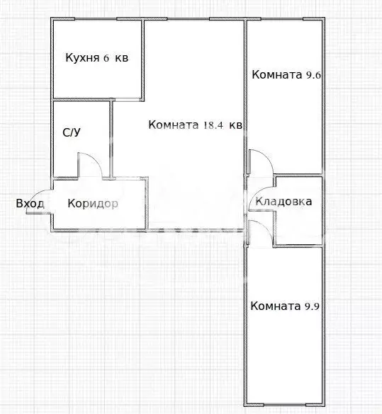 3-к. квартира, 56,1 м, 1/3 эт. - Фото 0