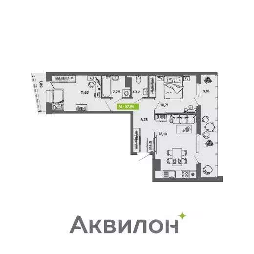 2-к кв. Архангельская область, Архангельск ул. Прокопия Галушина, 20 ... - Фото 1