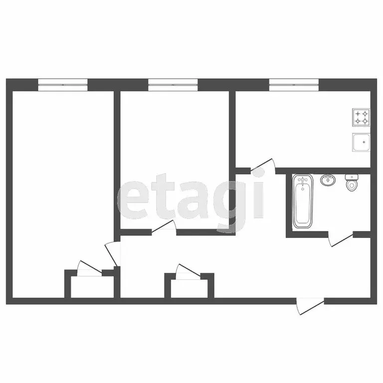 2-комнатная квартира: Тверь, Петербургское шоссе, 51 (47 м) - Фото 1