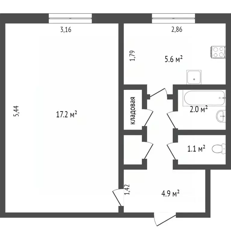 1-к кв. Ямало-Ненецкий АО, Новый Уренгой Молодежная ул., 13 (31.3 м) - Фото 2