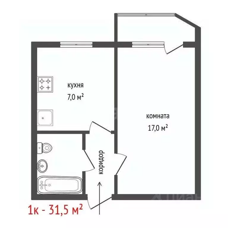 1-к кв. Свердловская область, Сысертский муниципальный округ, с. ... - Фото 2