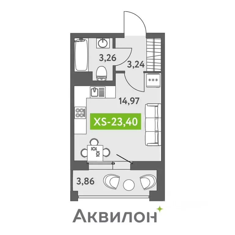 Студия Санкт-Петербург бул. Головнина, 4 (24.2 м) - Фото 0