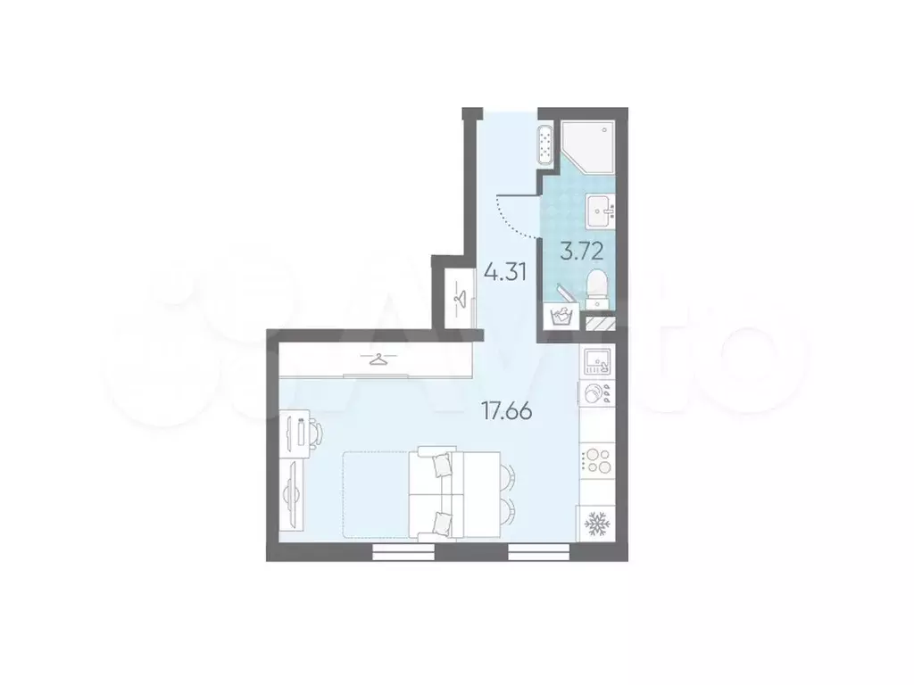Квартира-студия, 25,7 м, 3/23 эт. - Фото 0