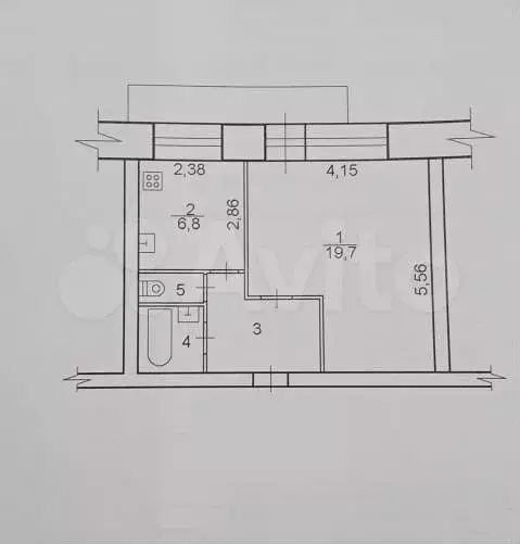 1-к. квартира, 35,6 м, 3/5 эт. - Фото 0