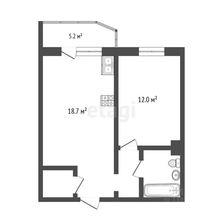 1-к кв. Ханты-Мансийский АО, Сургут ул. Крылова, 32 (43.8 м) - Фото 1