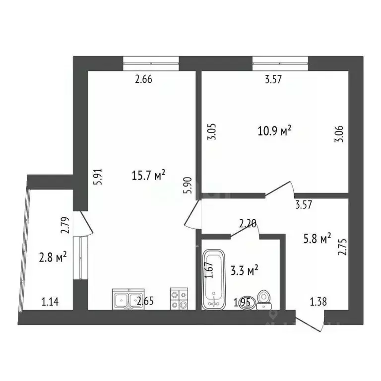 1-к кв. Башкортостан, Стерлитамак просп. Октября, 99 (35.7 м) - Фото 2