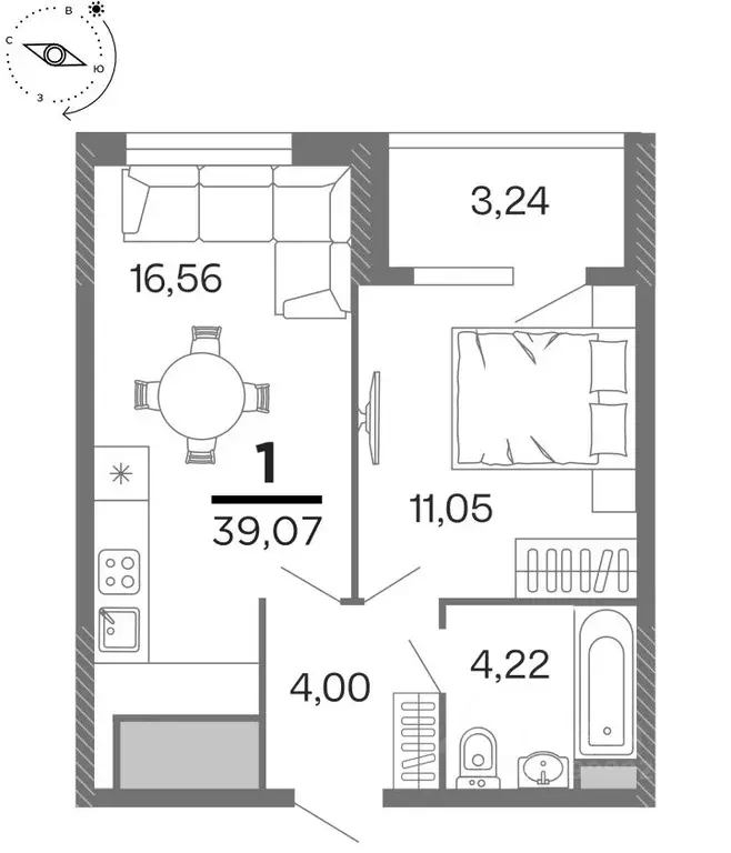 1-к кв. Рязанская область, Рязань Бирюзова Парк жилой комплекс (39.07 ... - Фото 1