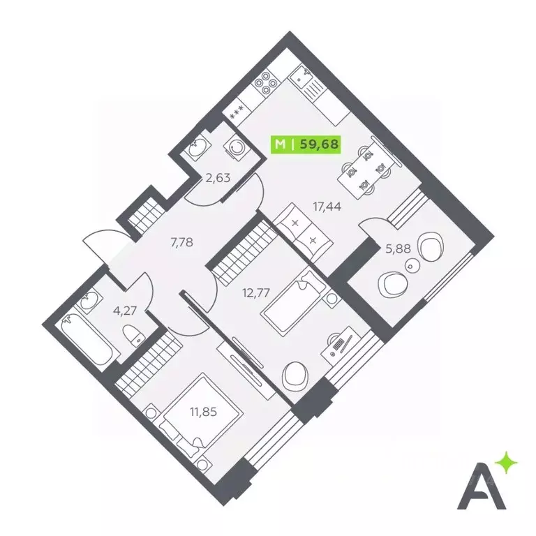 2-к кв. Ленинградская область, Всеволожский район, Заневское городское ... - Фото 0