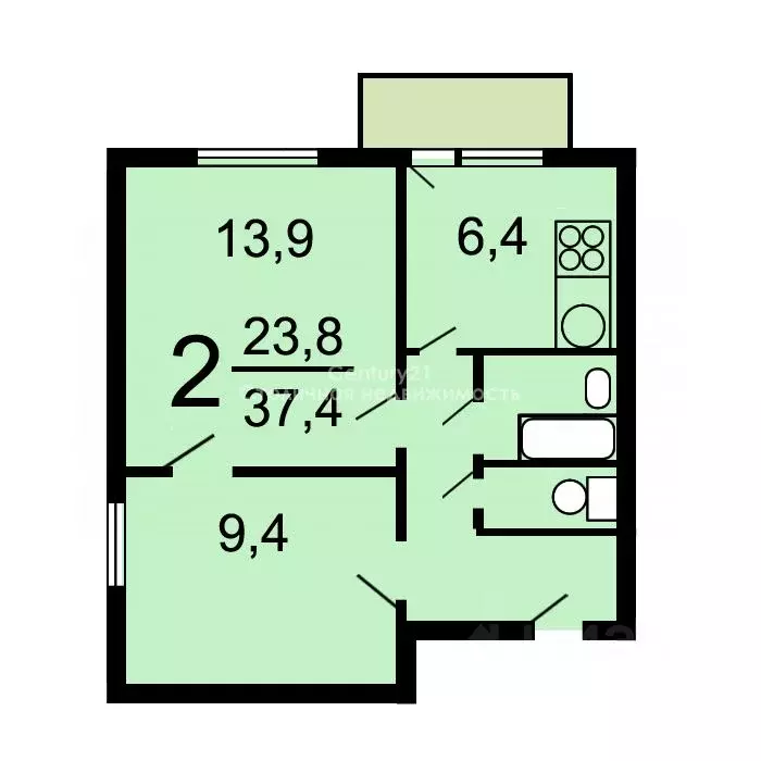 2-к кв. Москва Севанская ул., 15К1 (37.1 м) - Фото 1