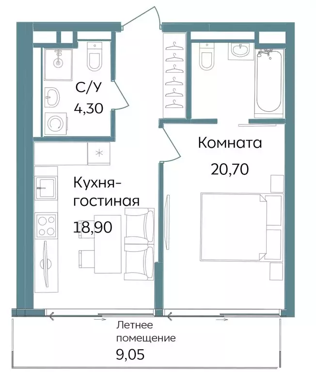 2-комнатная квартира: Республика Крым, Саки, курортный кластер Темпо ... - Фото 0